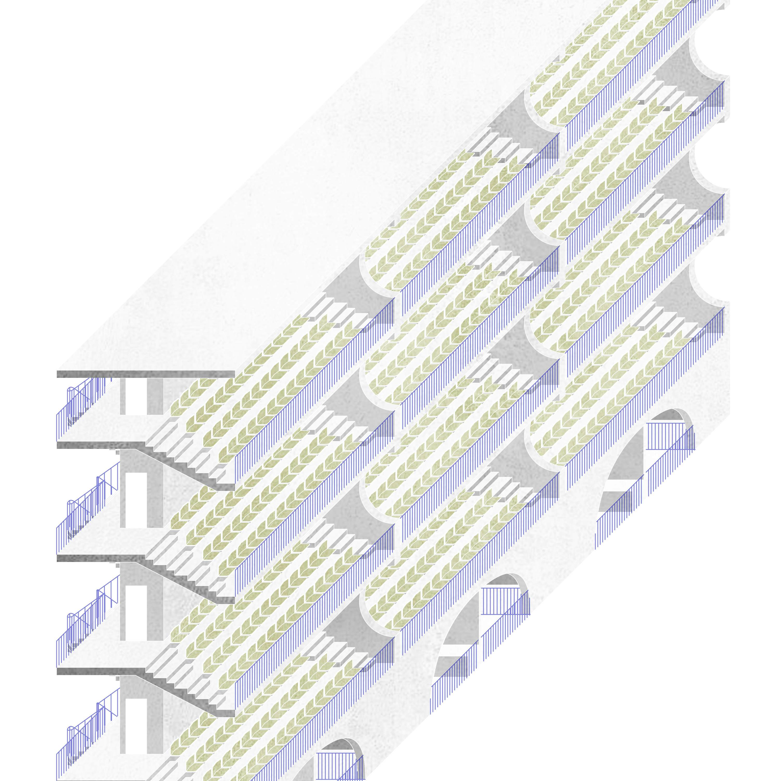 01 Distancing Stadium Axonométrie 100eme Sophie Costa Desired Spaces